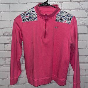 Vineyard Vines Marthas Vineyard Girls Large 1/4 Zip Pink Pullover Sweatshirt